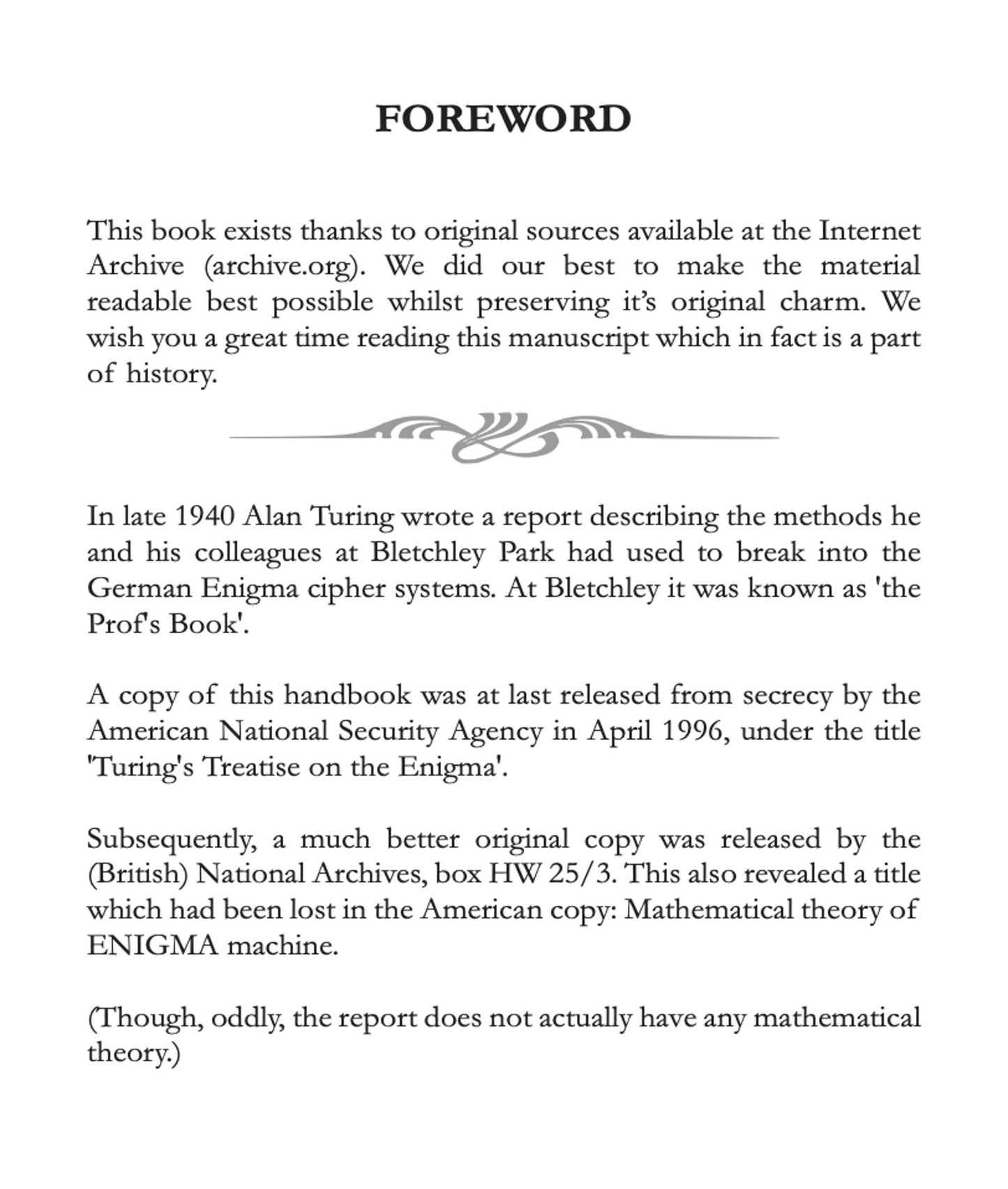 The Prof's Book of Alan M. Turing - Mathematical Theory of ENIGMA Machine